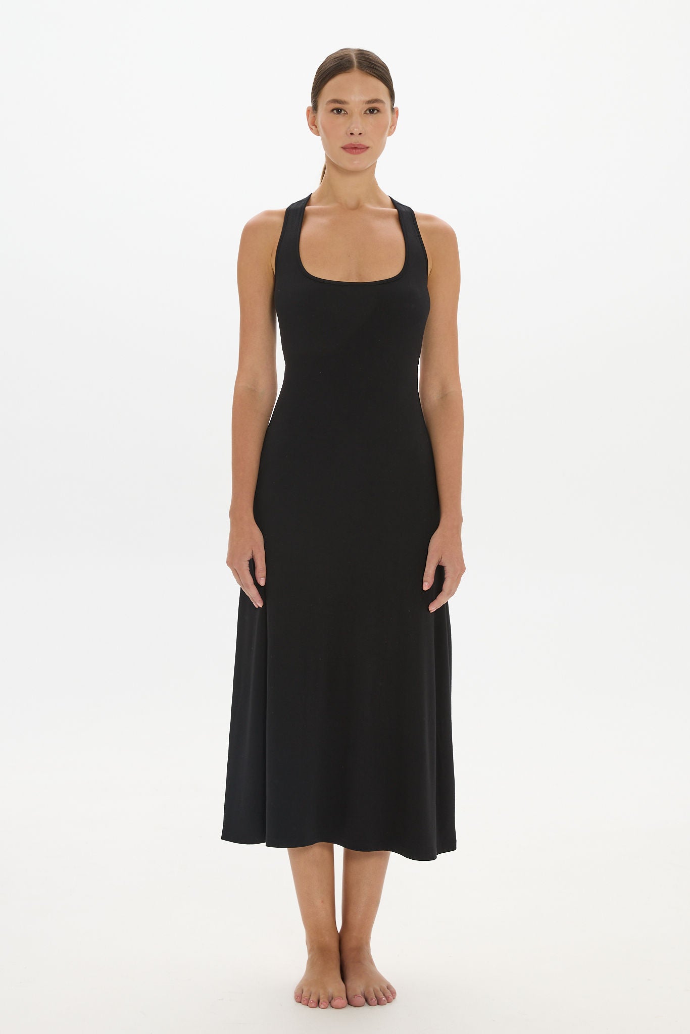 Capri Halter Cross-Back Dress - Black