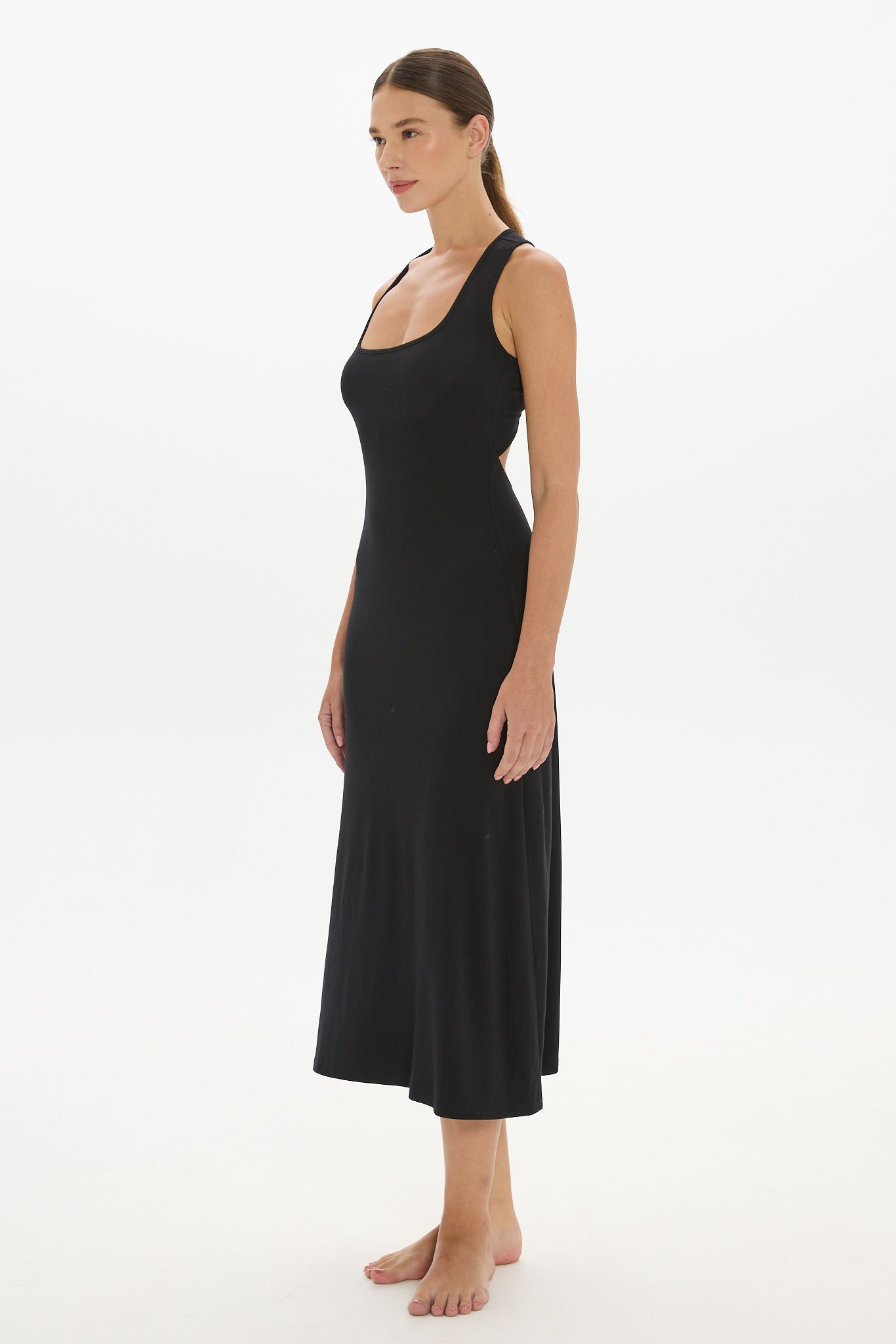 Capri Halter Cross-Back Dress - Black