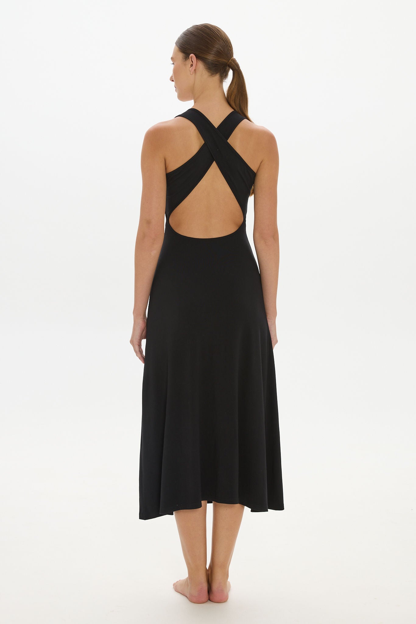 Capri Halter Cross-Back Dress - Black