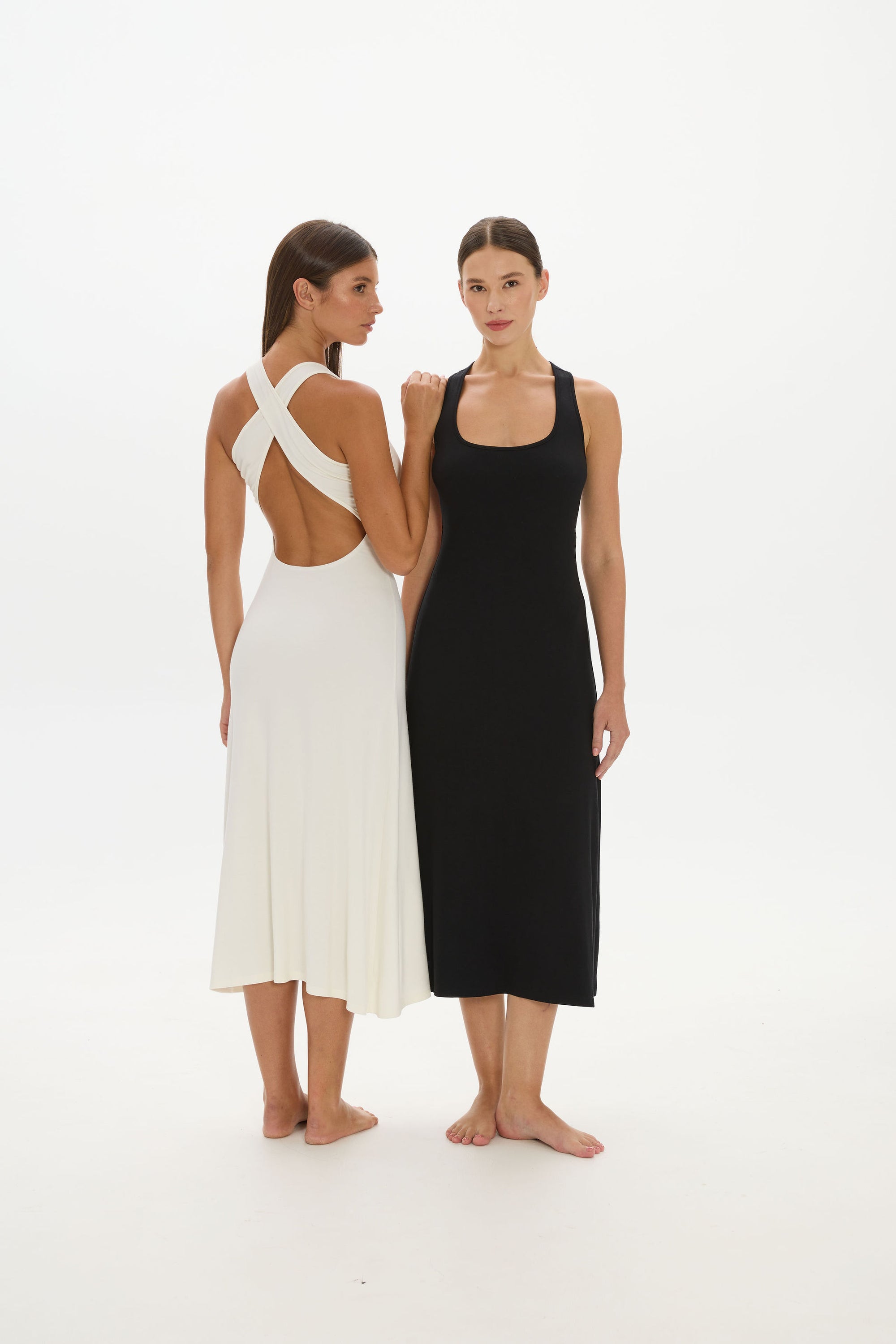 Capri Halter Cross-Back Dress - Black