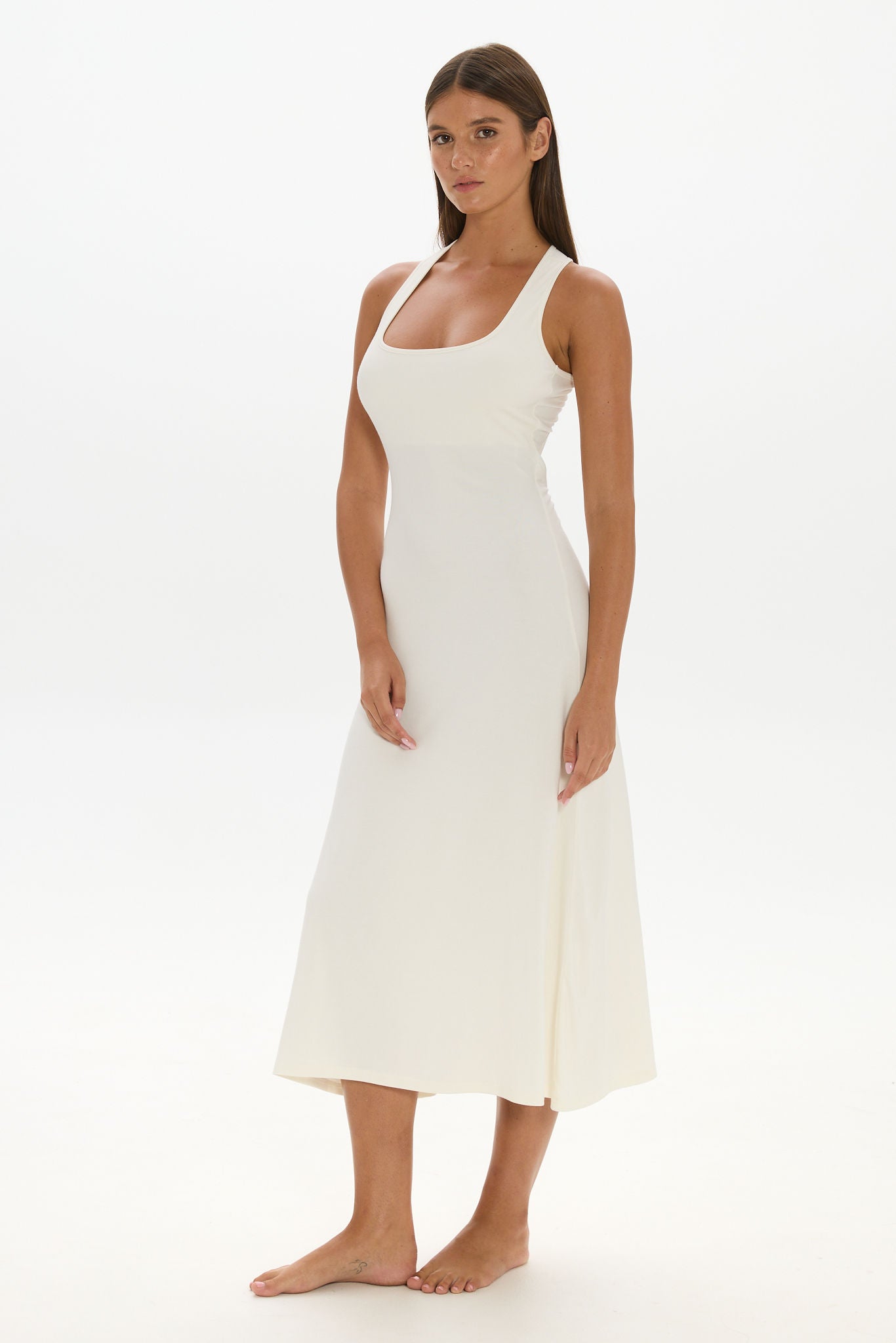 Capri Halter Cross-Back Dress - Ivory