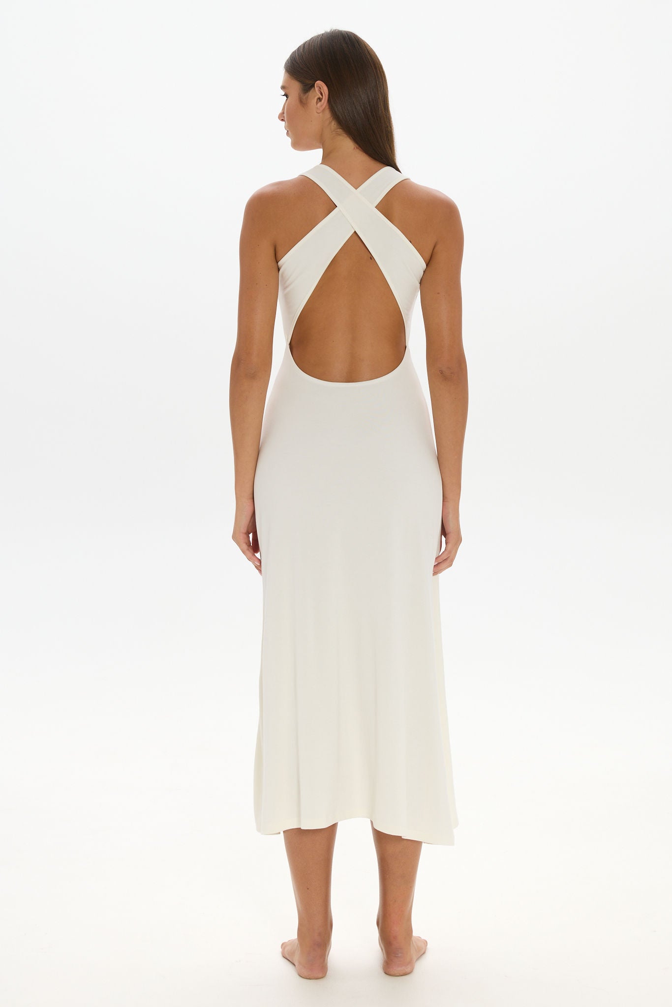 Capri Halter Cross-Back Dress - Ivory
