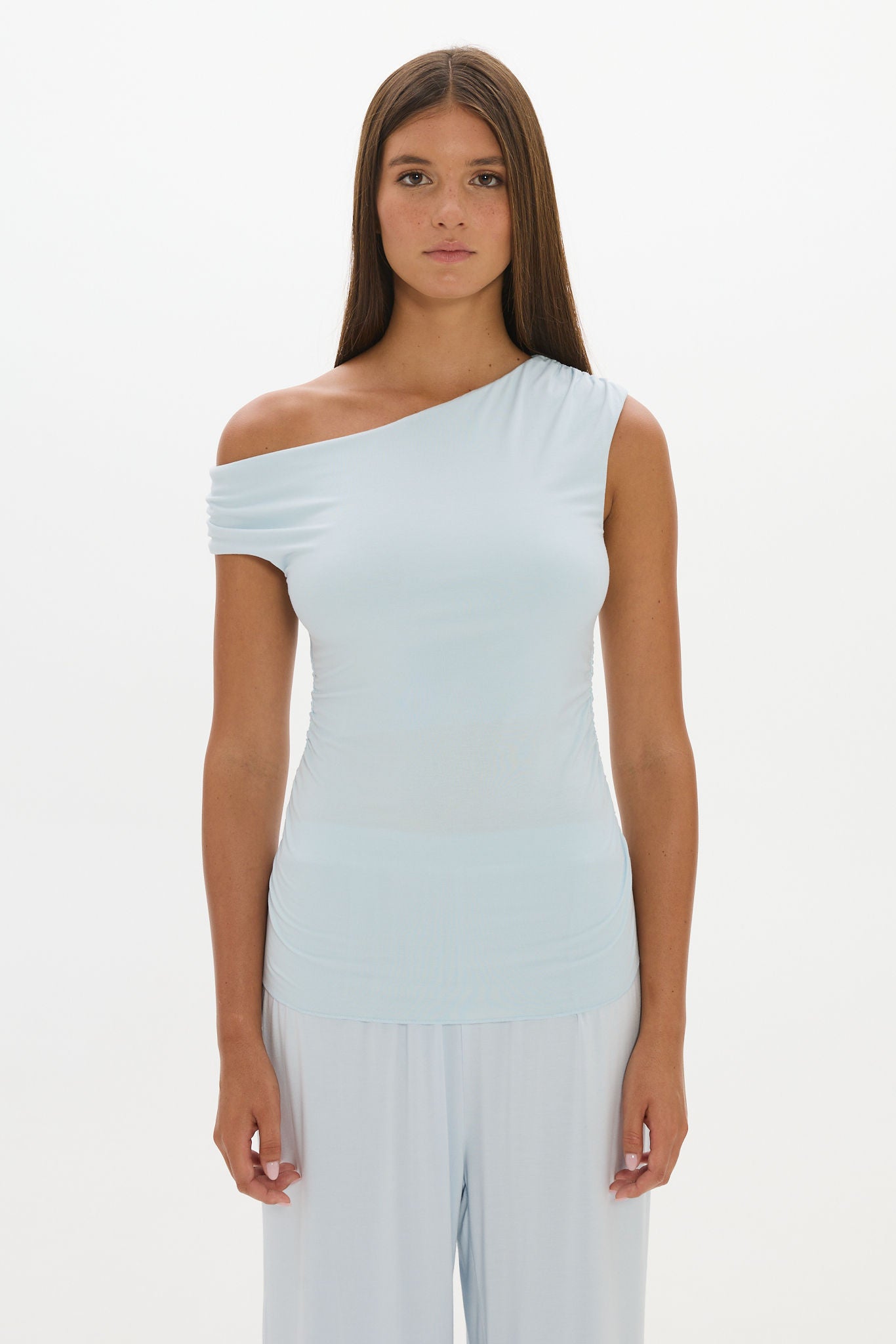 Chloe Off Shoulder Top - Pale Azure