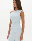 Chloe Off Shoulder Top - Pale Azure