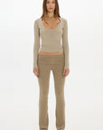 Christy Yoga Wrap Top - Taupe