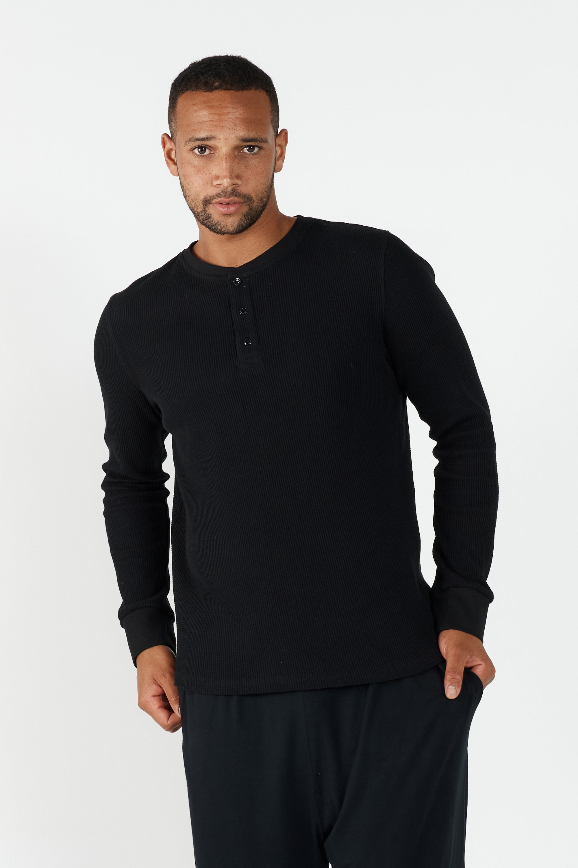 Como Henley Top - Black