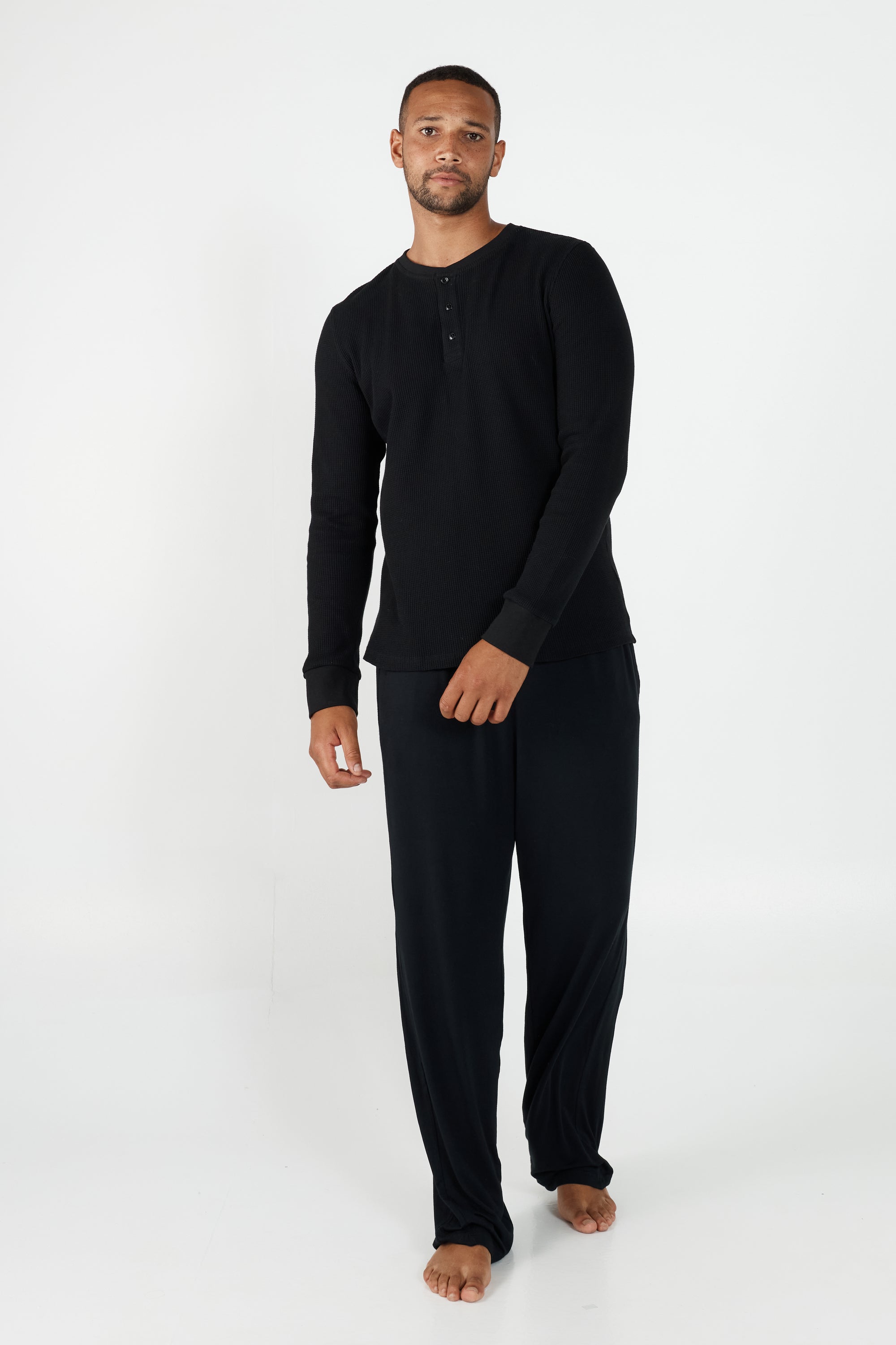 Como Henley Top - Black