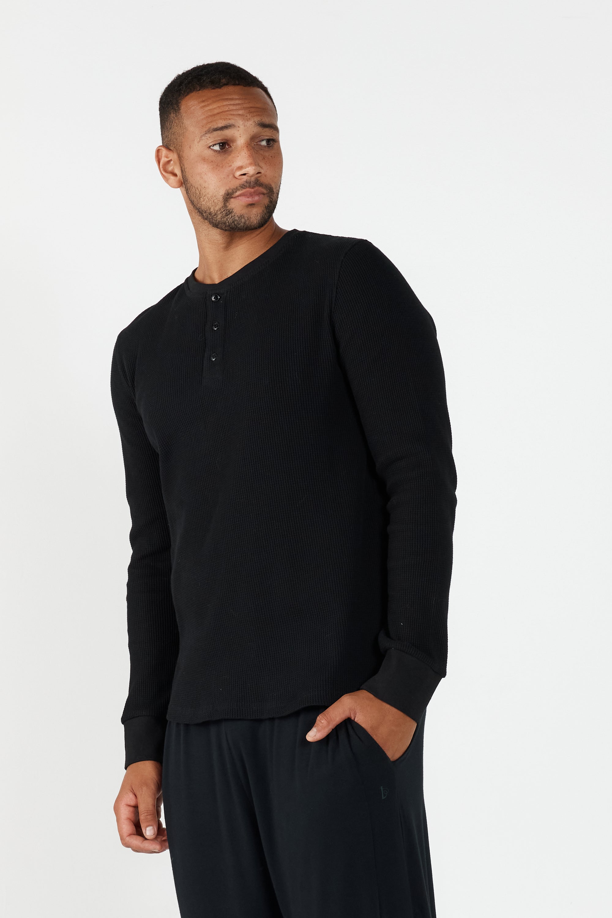 Como Henley Top - Black