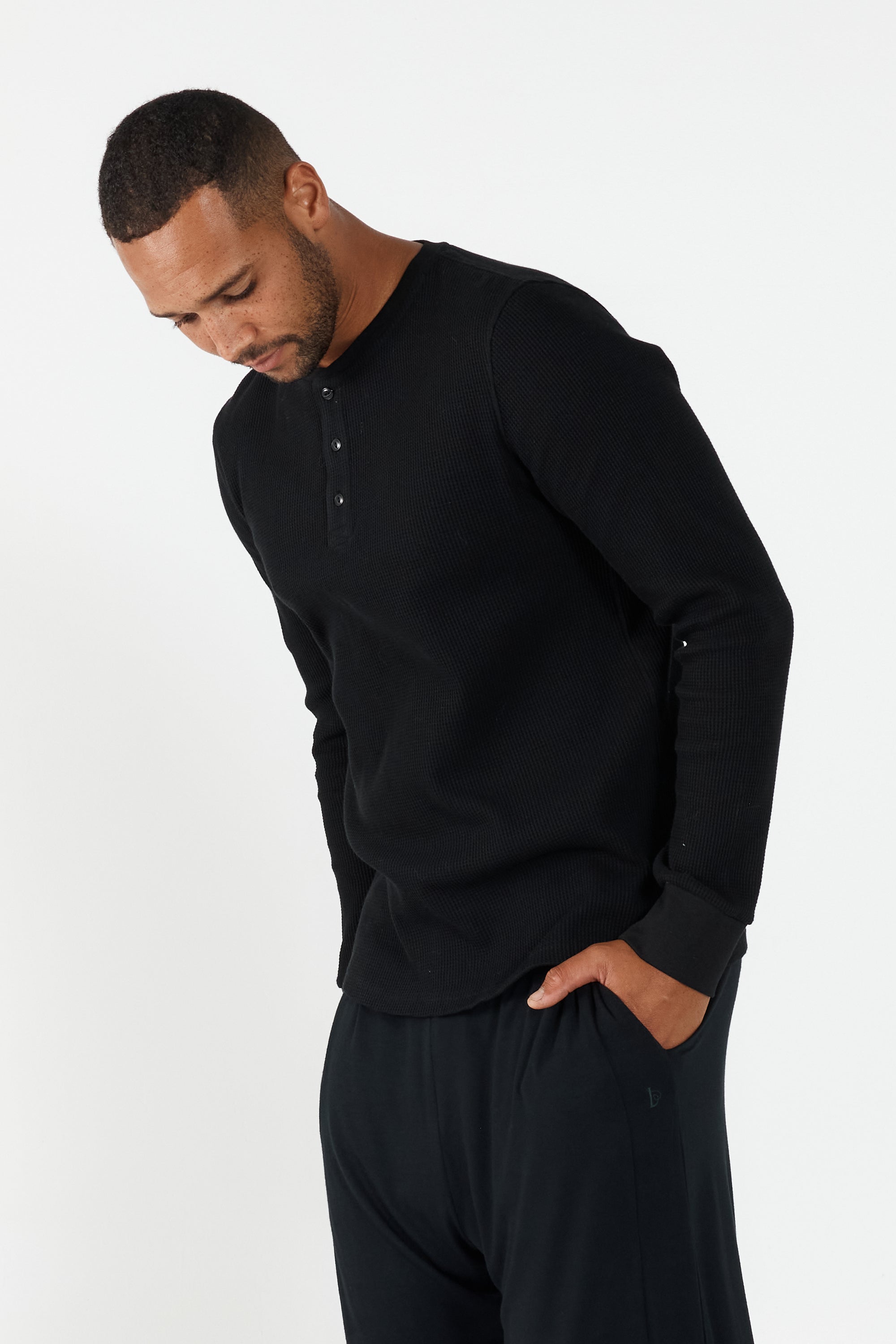 Como Henley Top - Black
