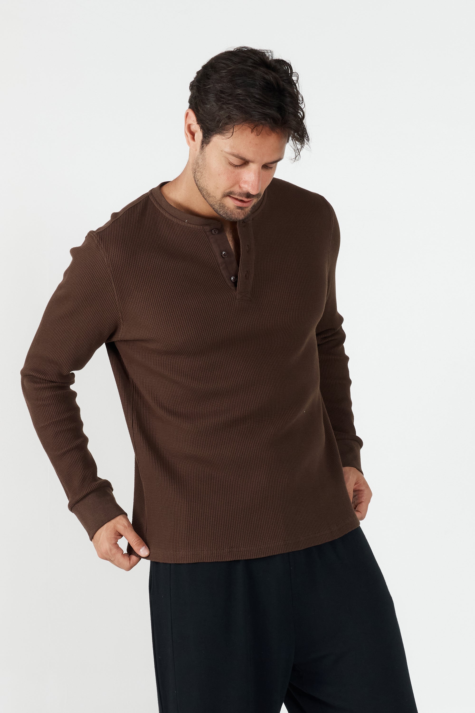 Como Henley Top - Brown