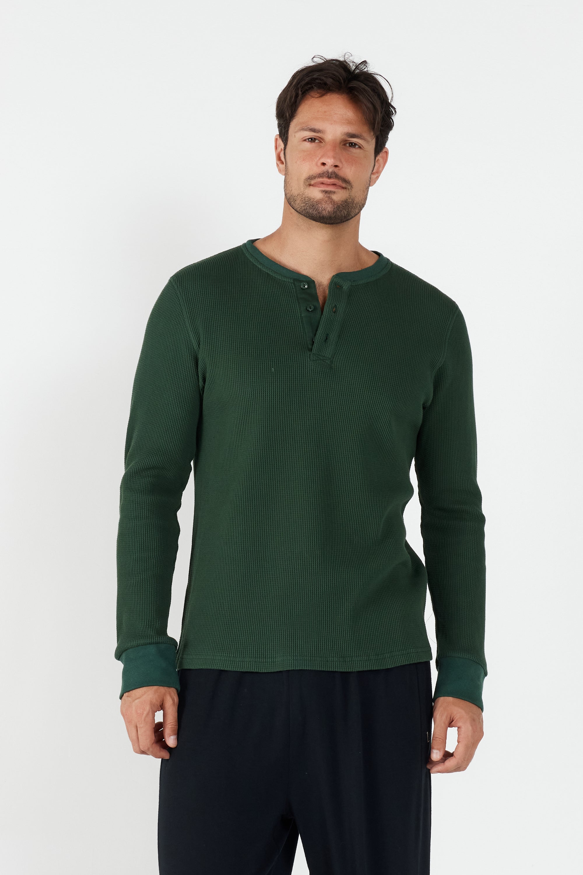 Como Henley Top - Forest Green