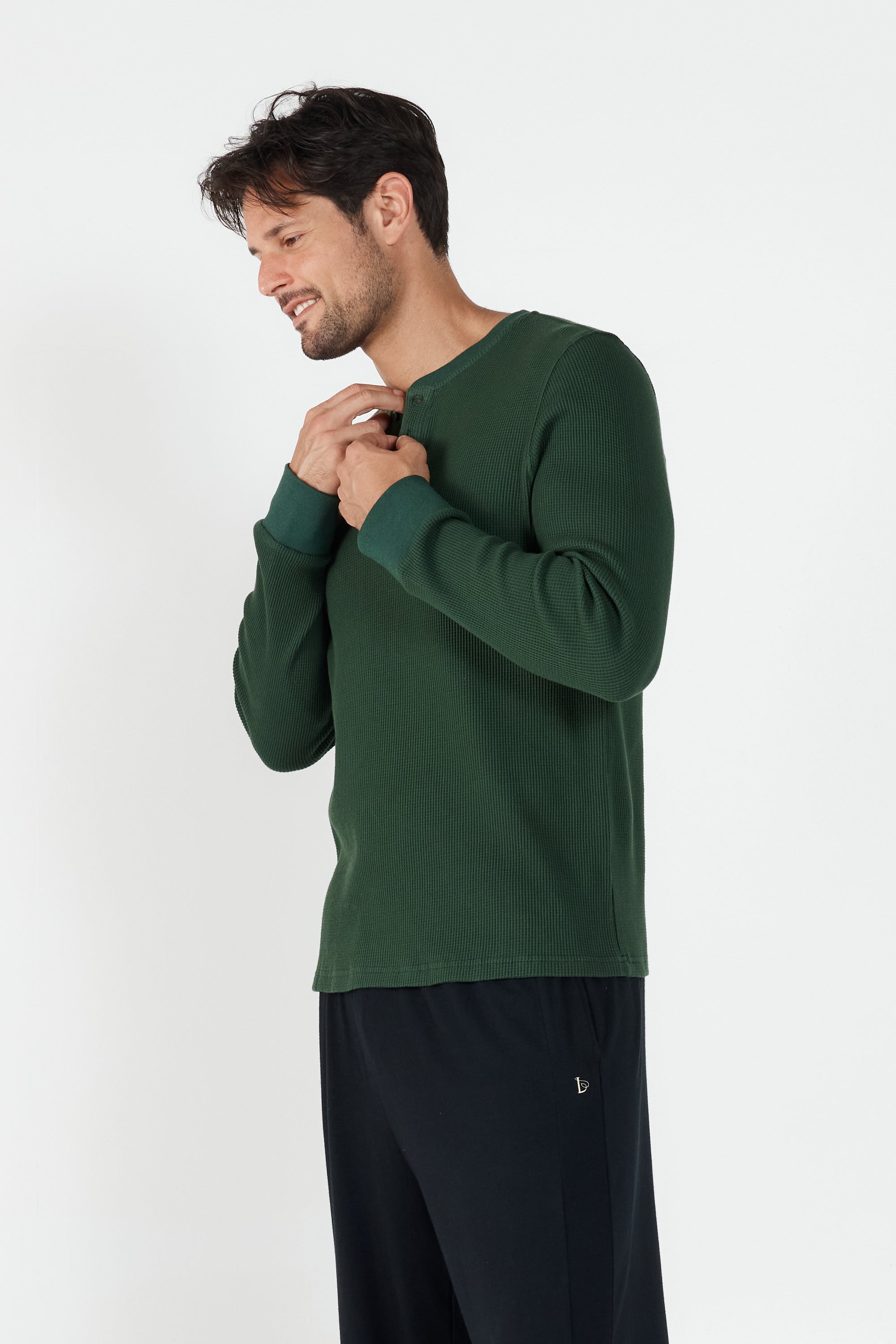 Como Henley Top - Forest Green