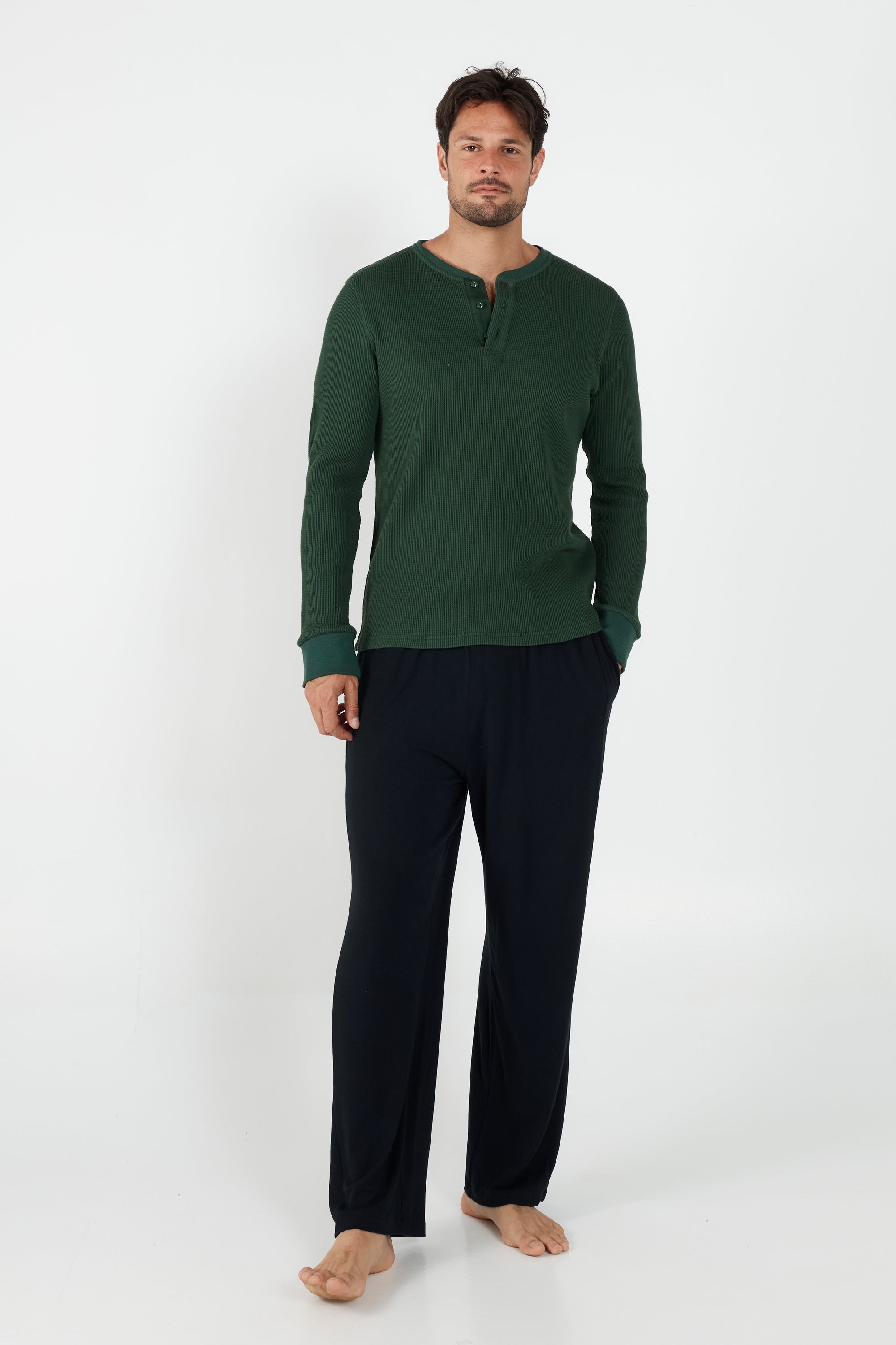Como Henley Top - Forest Green