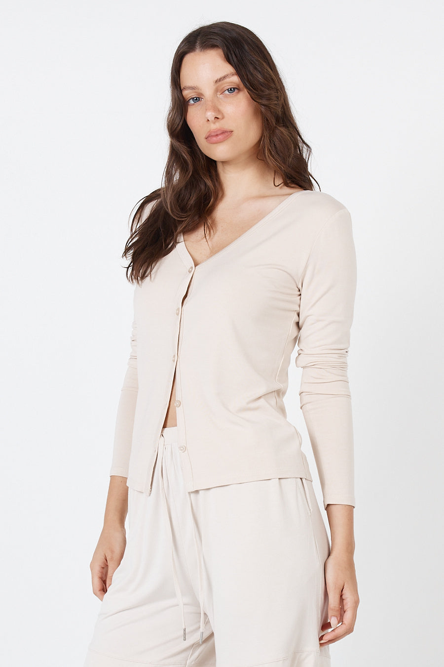 Como Long Sleeve Cardigan - Beige