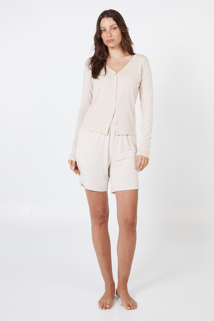 Como Long Sleeve Cardigan - Beige