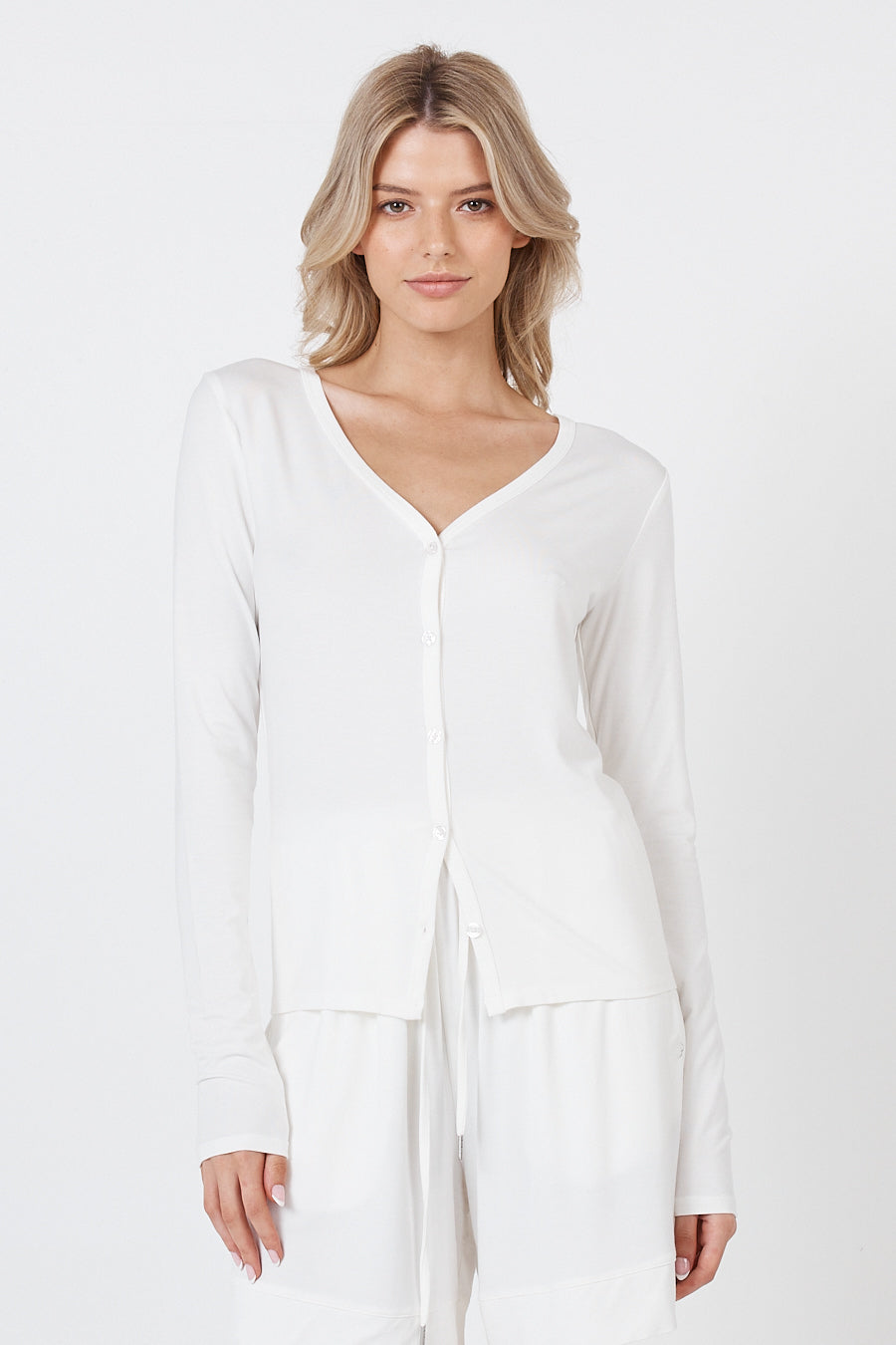 Como Long Sleeve Cardigan - White