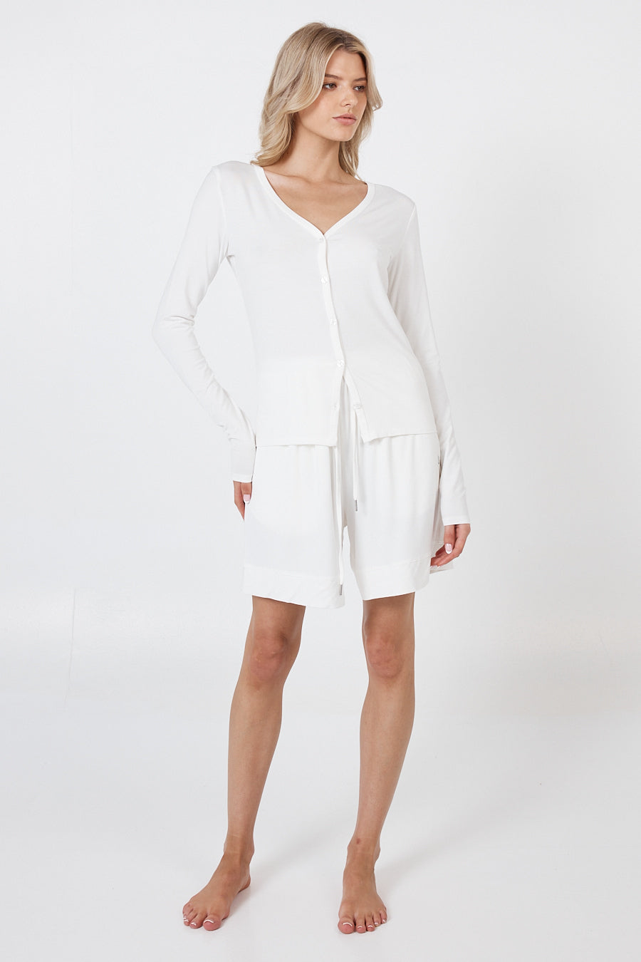 Como Long Sleeve Cardigan - White