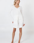 Como Long Sleeve Cardigan - White