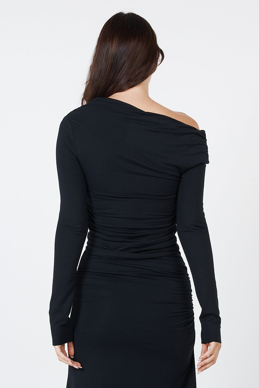 Como Off-Shoulder Drape Top - Black