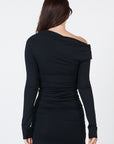 Como Off-Shoulder Drape Top - Black