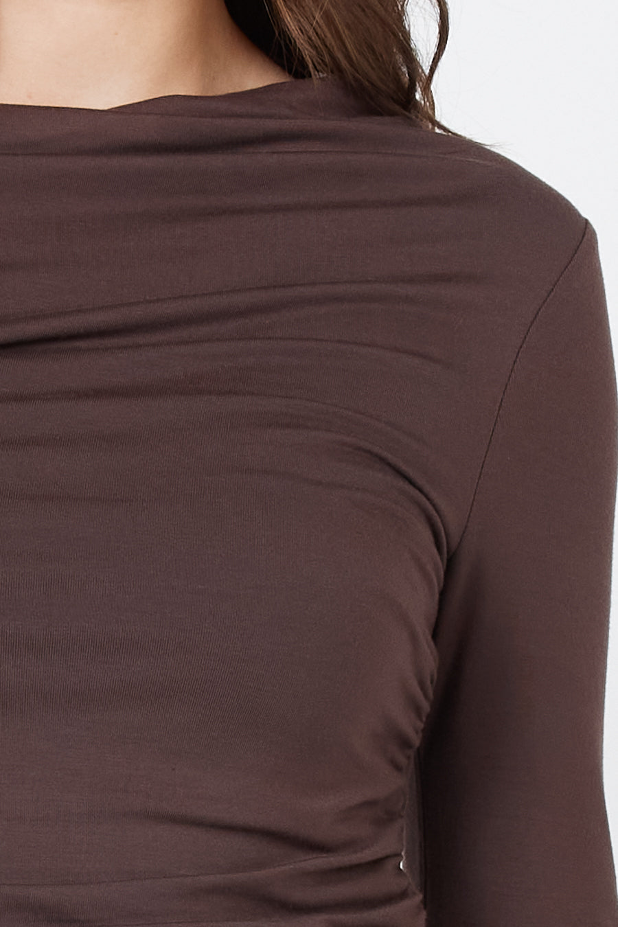 Como Off-Shoulder Drape Top - Brown