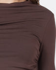 Como Off-Shoulder Drape Top - Brown