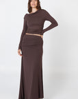 Como Off-Shoulder Drape Top - Brown