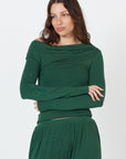Como Off-Shoulder Drape Top - Forest Green