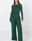 Como Off-Shoulder Drape Top - Forest Green