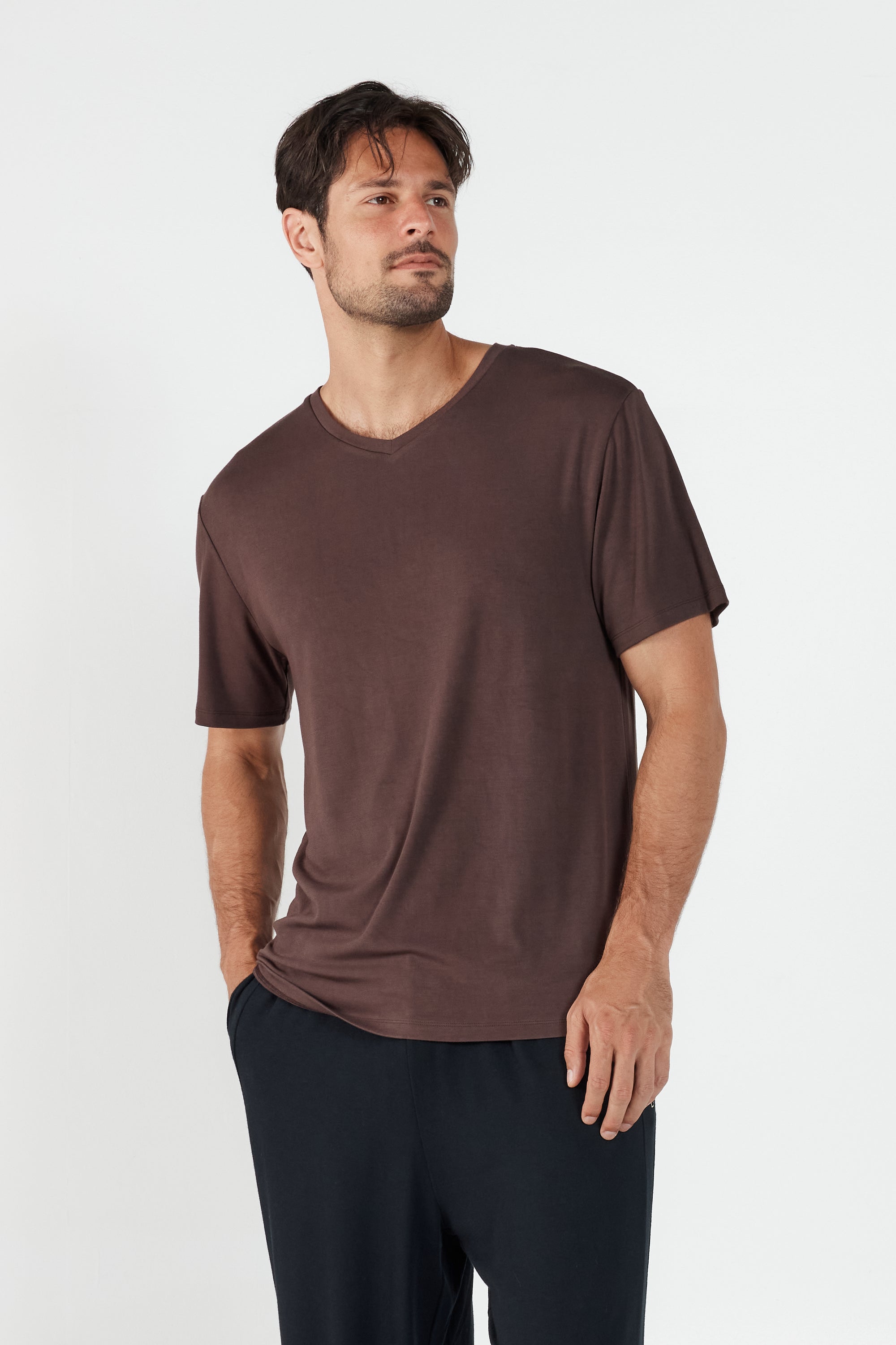 Como V-Neck T-Shirt - Brown