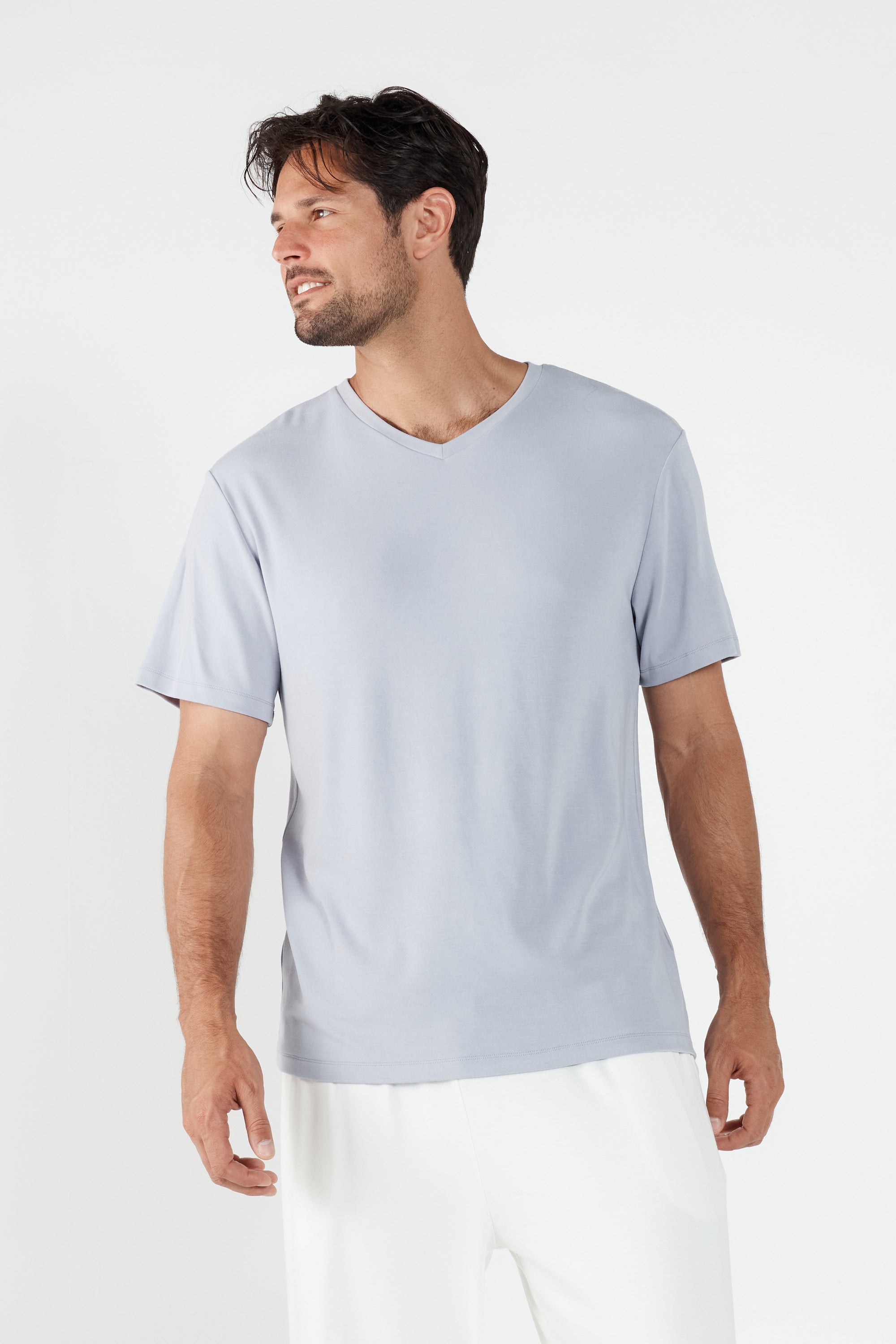 Como V-Neck T-Shirt - Lavender Grey