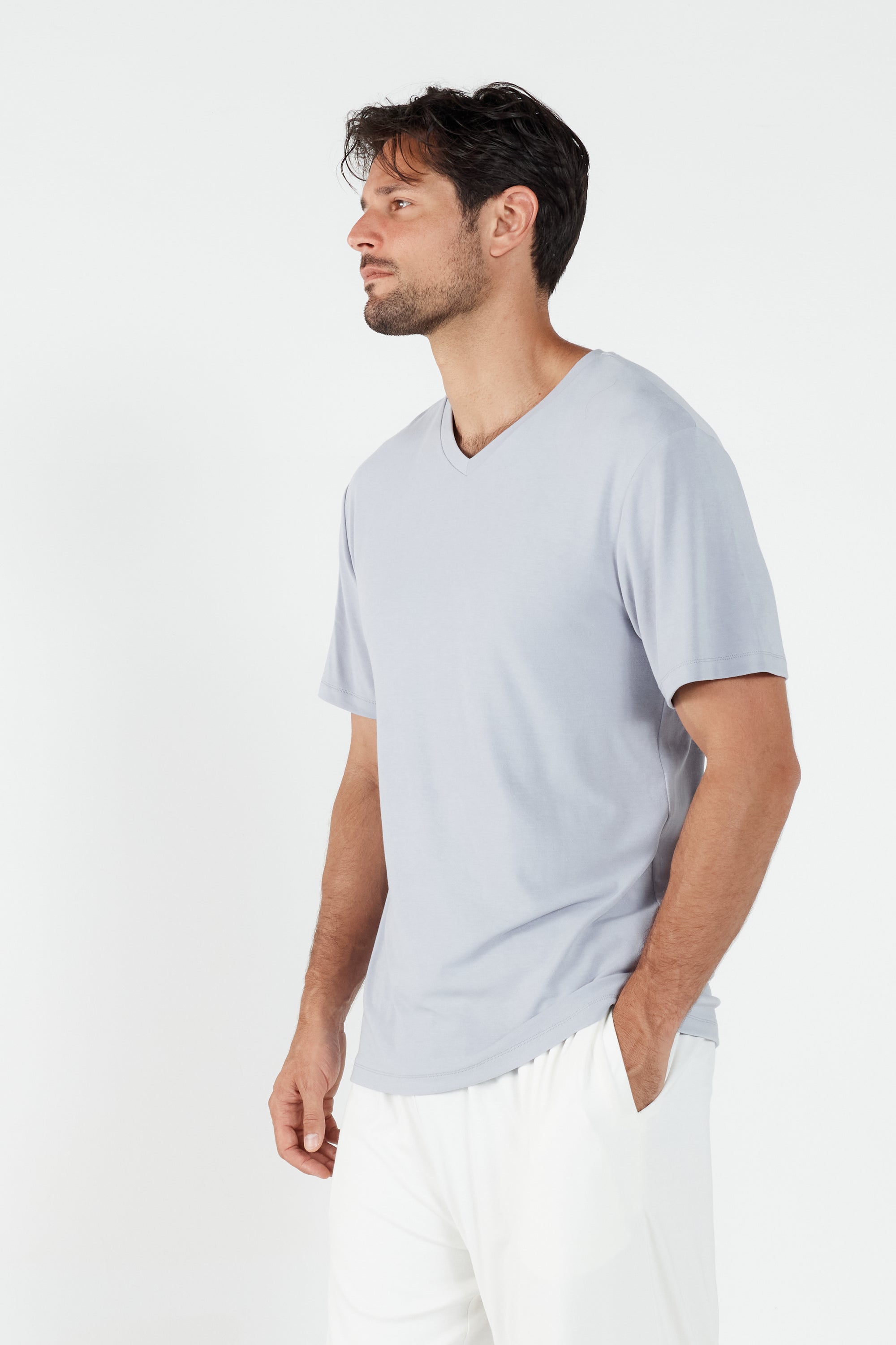 Como V-Neck T-Shirt - Lavender Grey