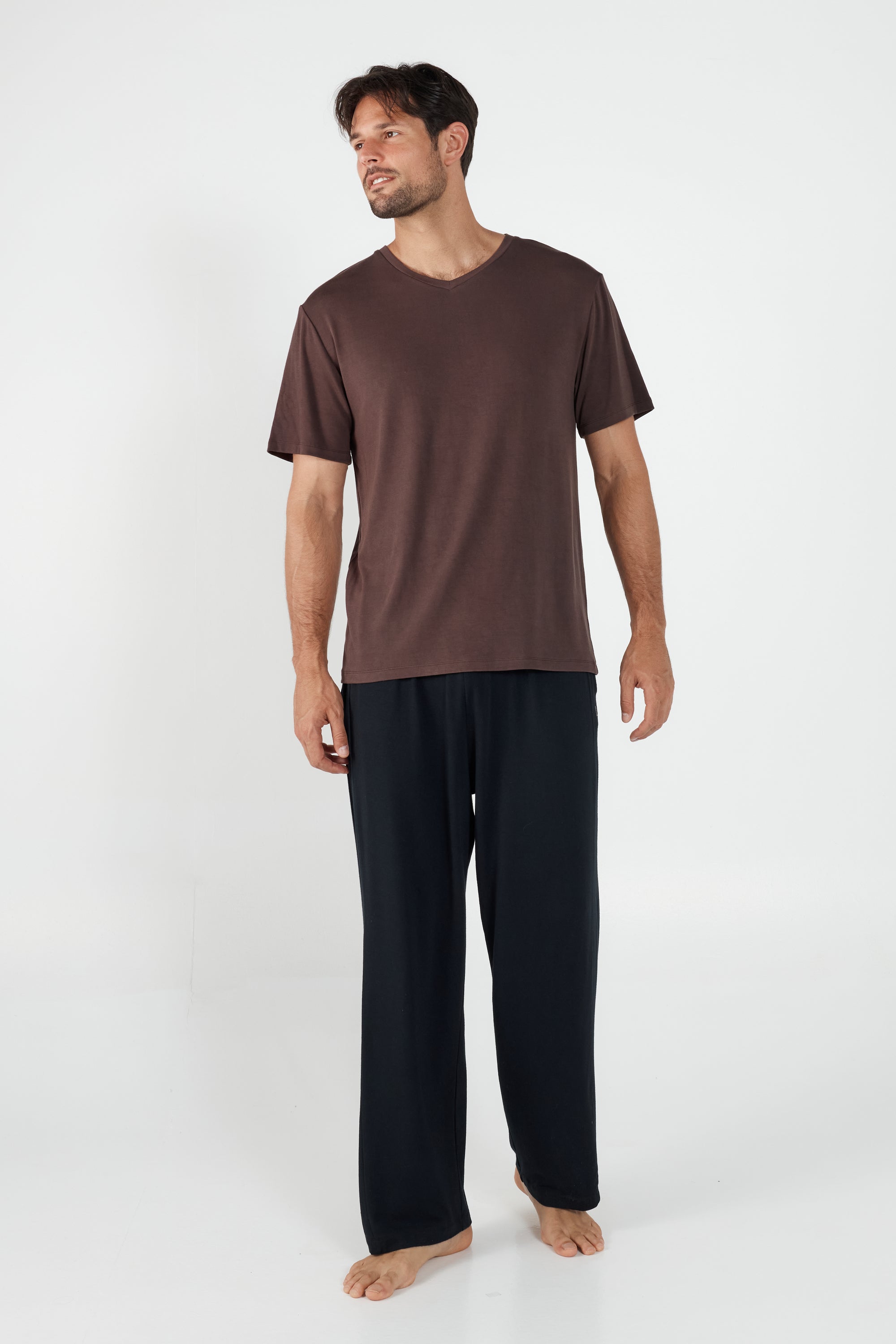Como V-Neck T-Shirt - Brown