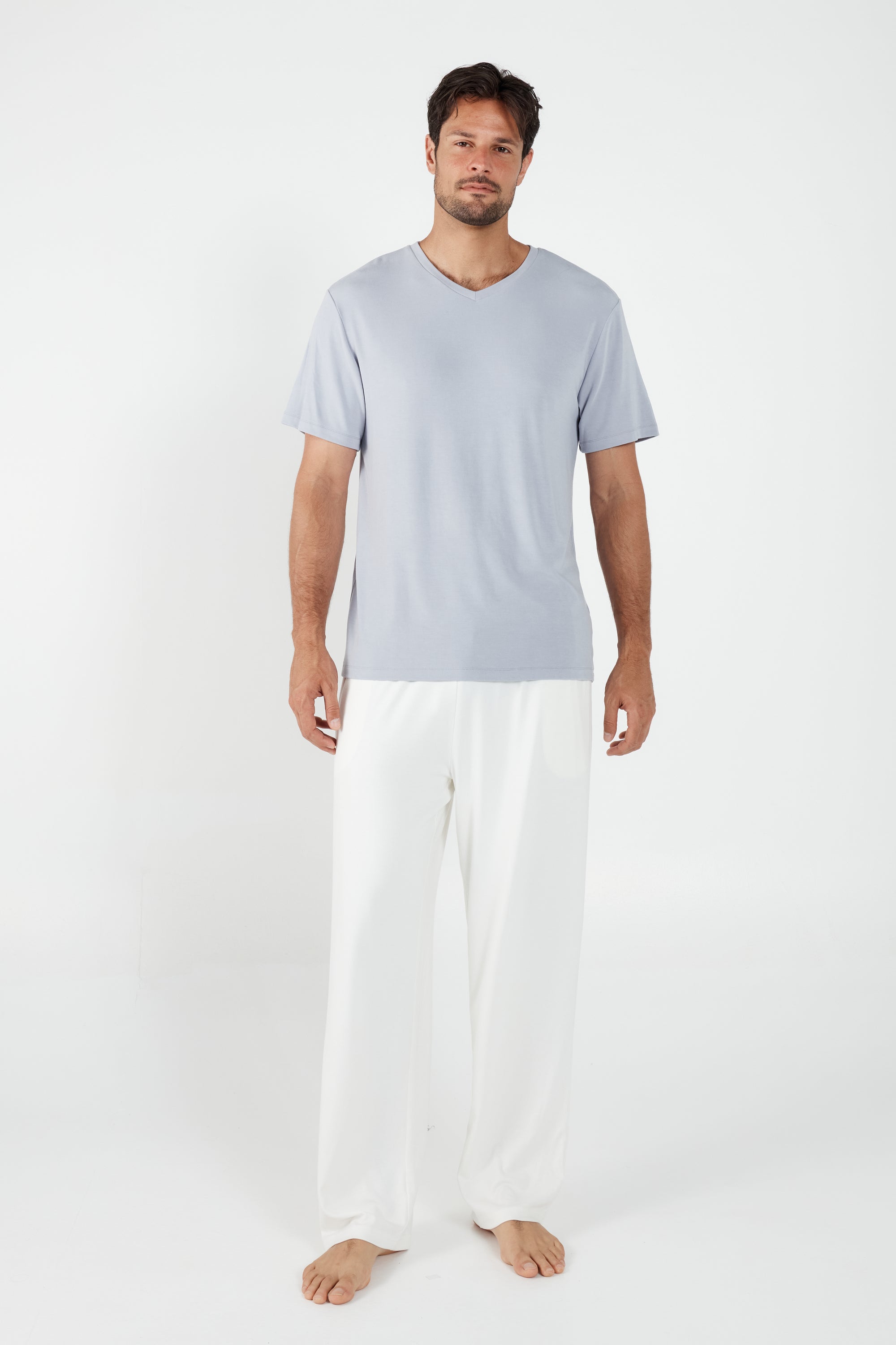 Como V-Neck T-Shirt - Lavender Grey