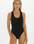 Cross-Back Tank BodySuit - Black