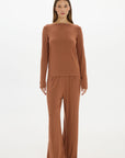 La Palma Boat Neck Lounger Top - Earth