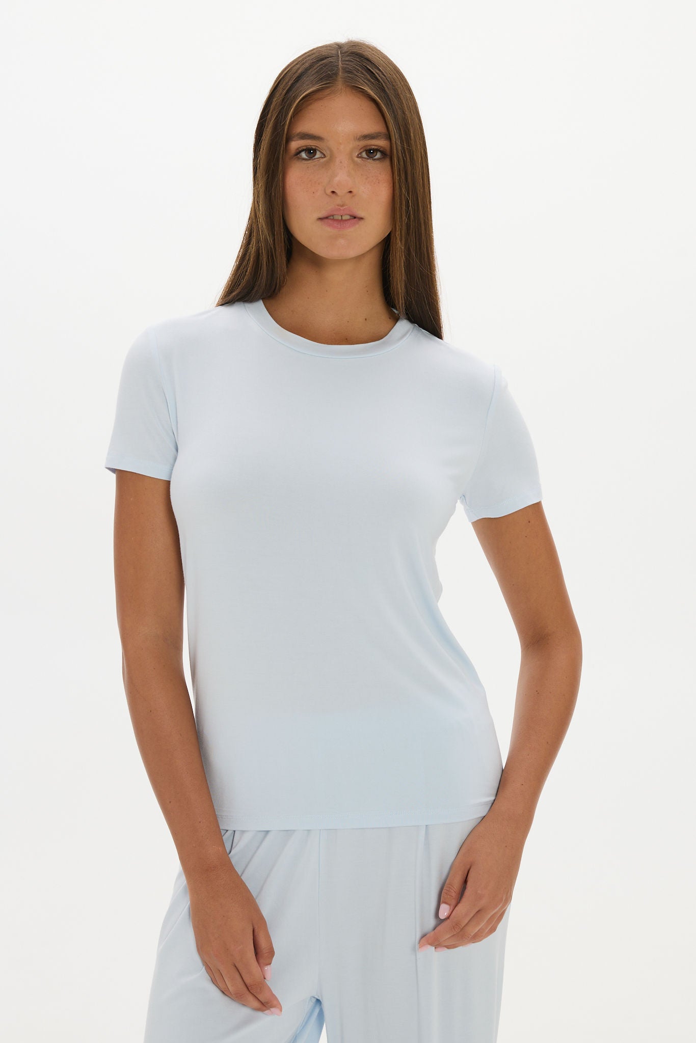 La Palma Crewneck T-Shirt - Pale Azure