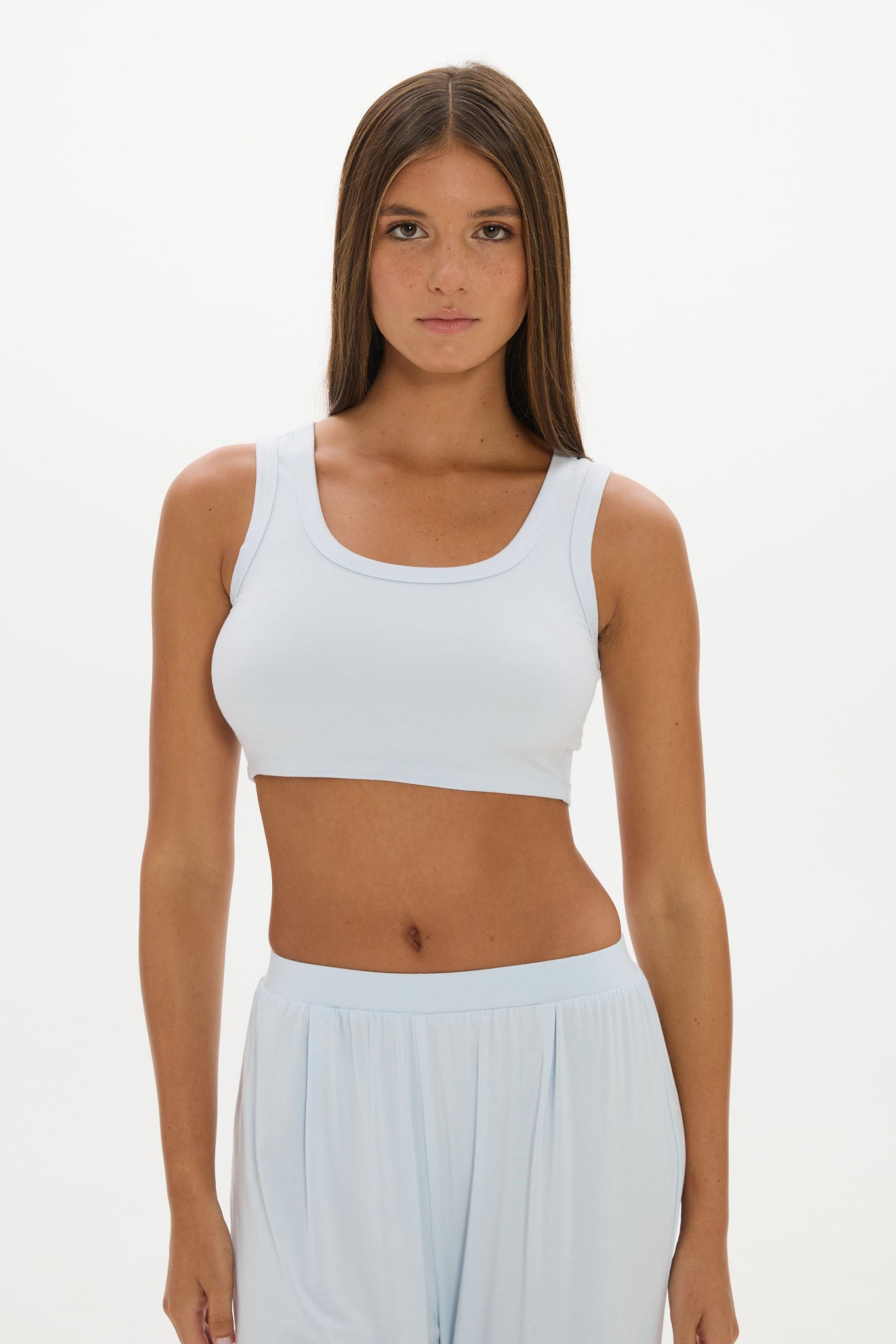 La Palma Cropped Tank Top - Pale Azure