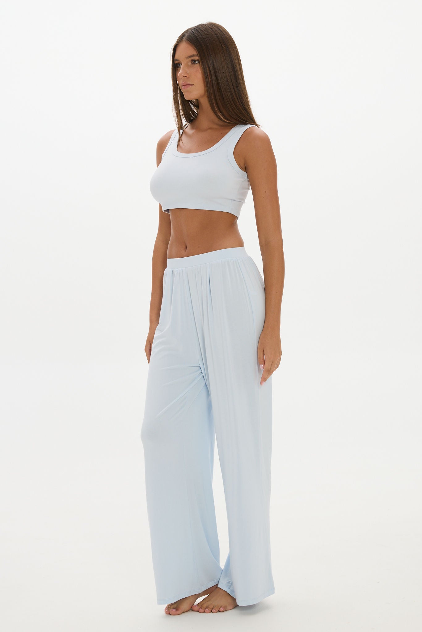 La Palma Cropped Tank Top - Pale Azure