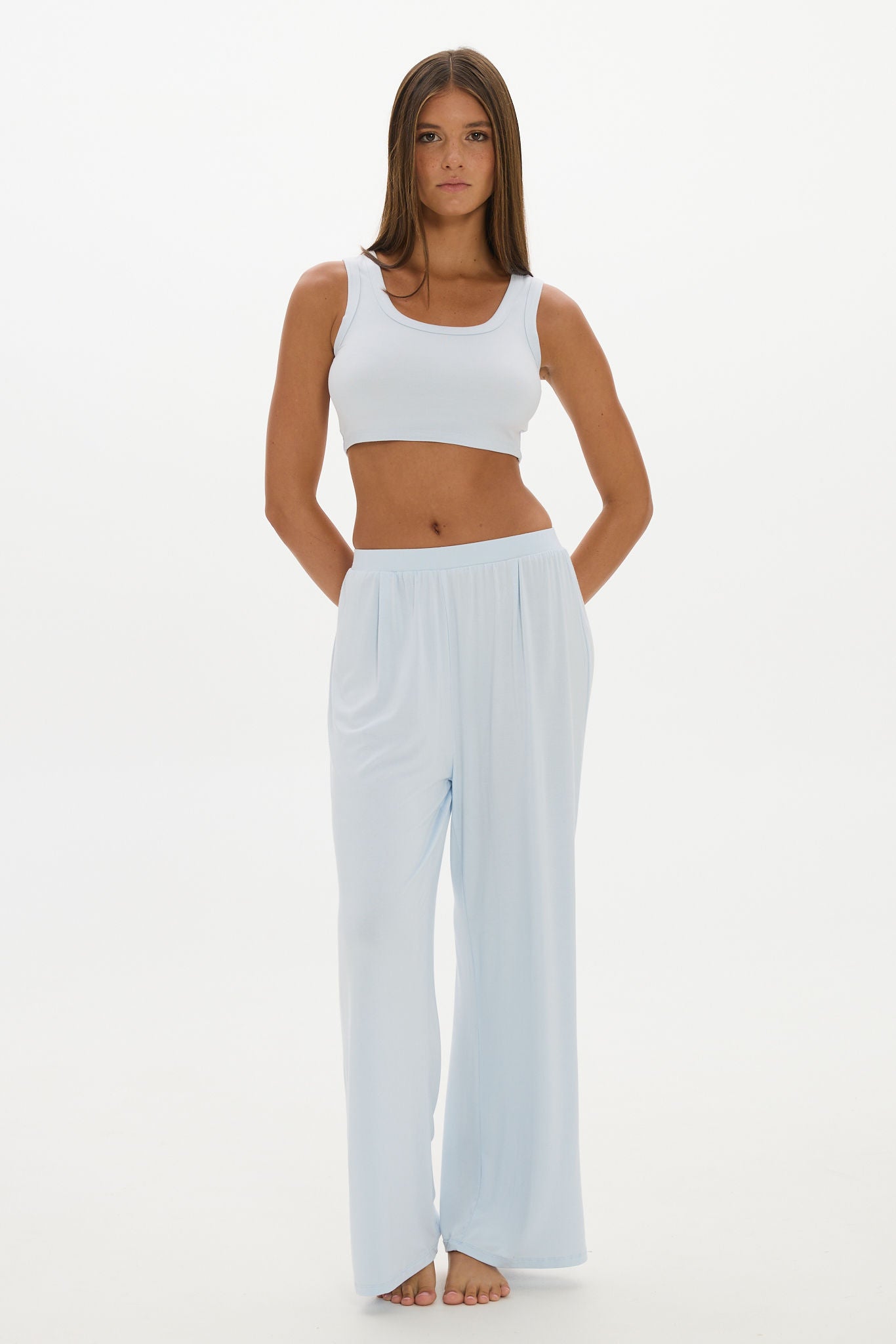 La Palma Cropped Tank Top - Pale Azure