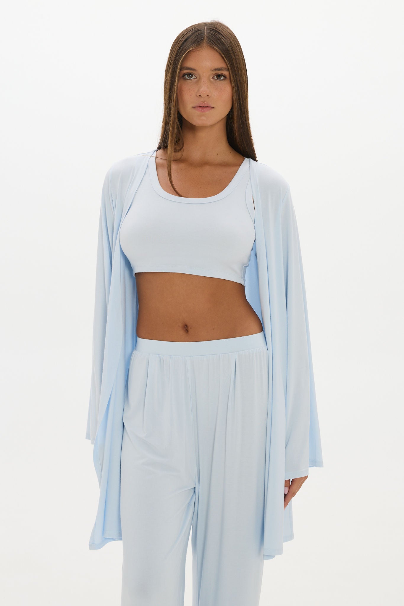 La Palma Light Lounge Robe - Pale Azure