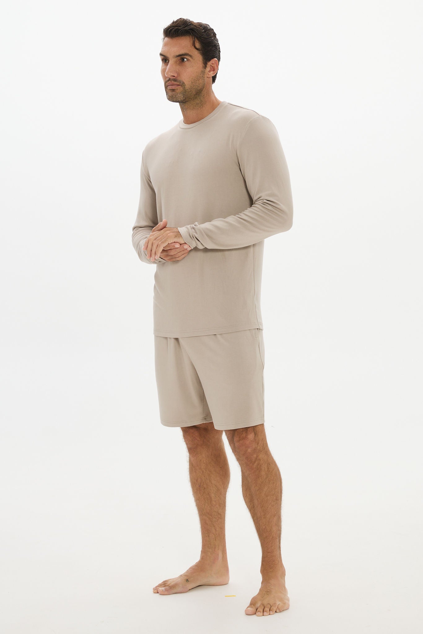 La Palma Crew Neck Long Sleeve T-Shirt - Taupe
