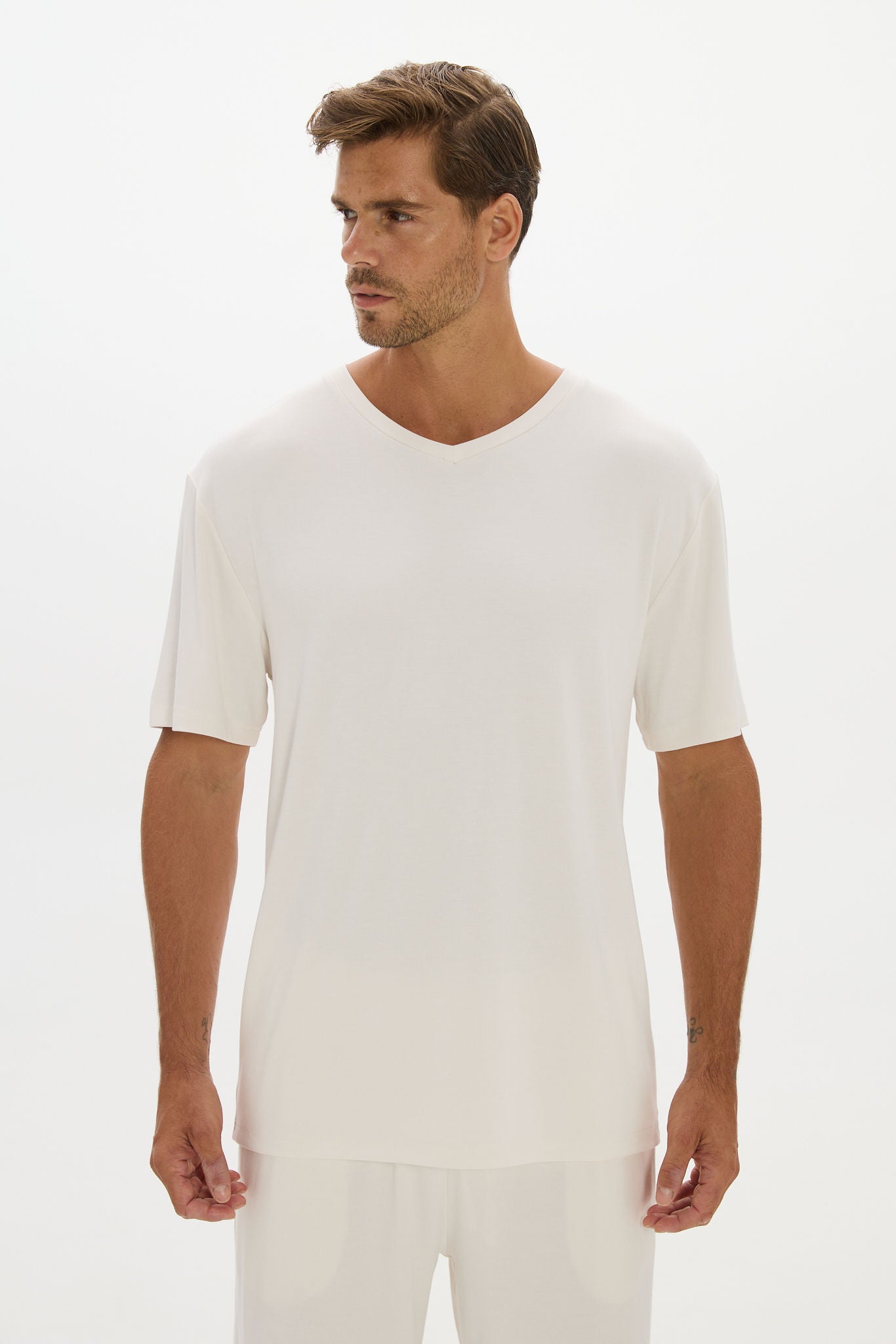 La Palma V-neck T Shirt - Cream