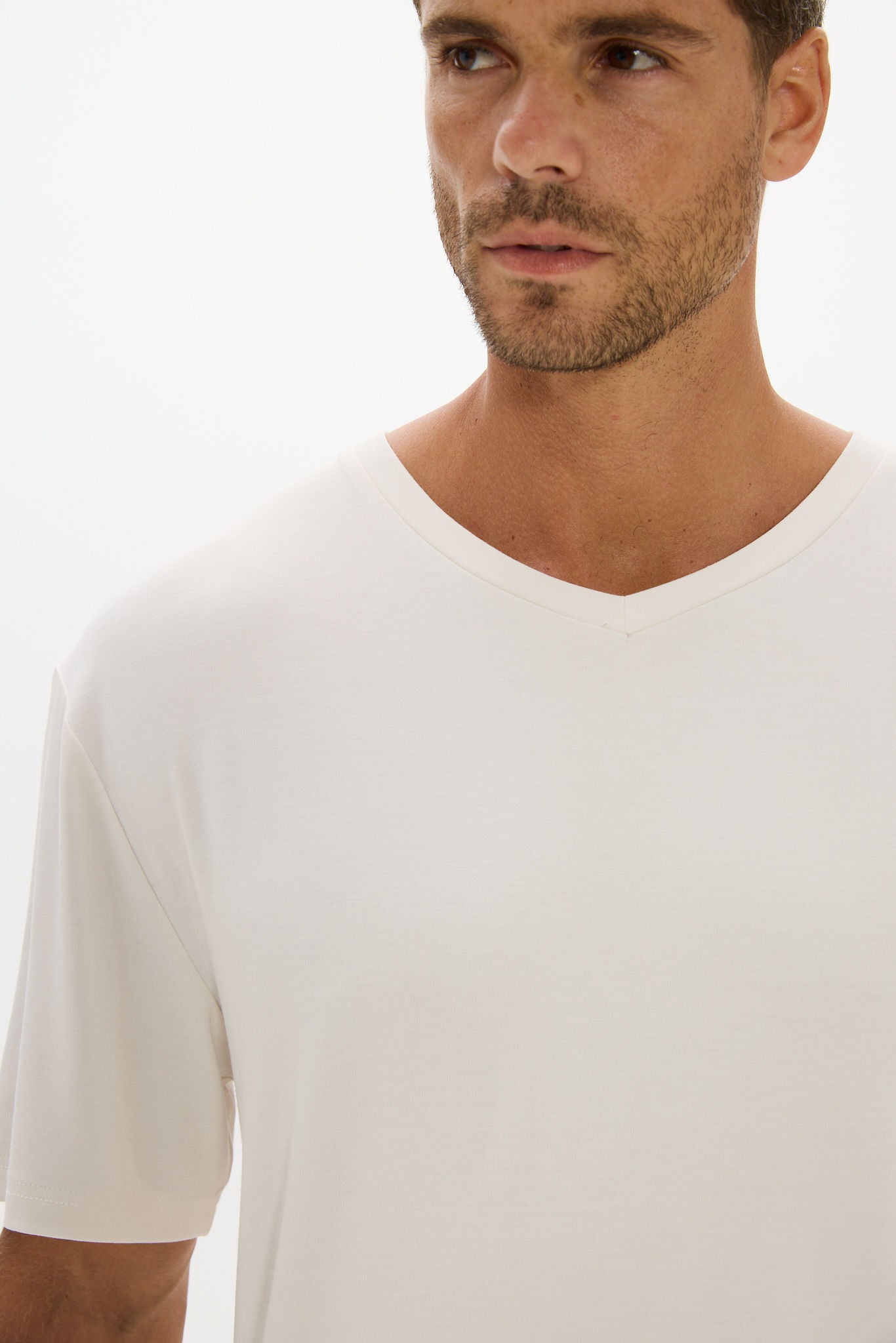La Palma V-neck T Shirt - Cream