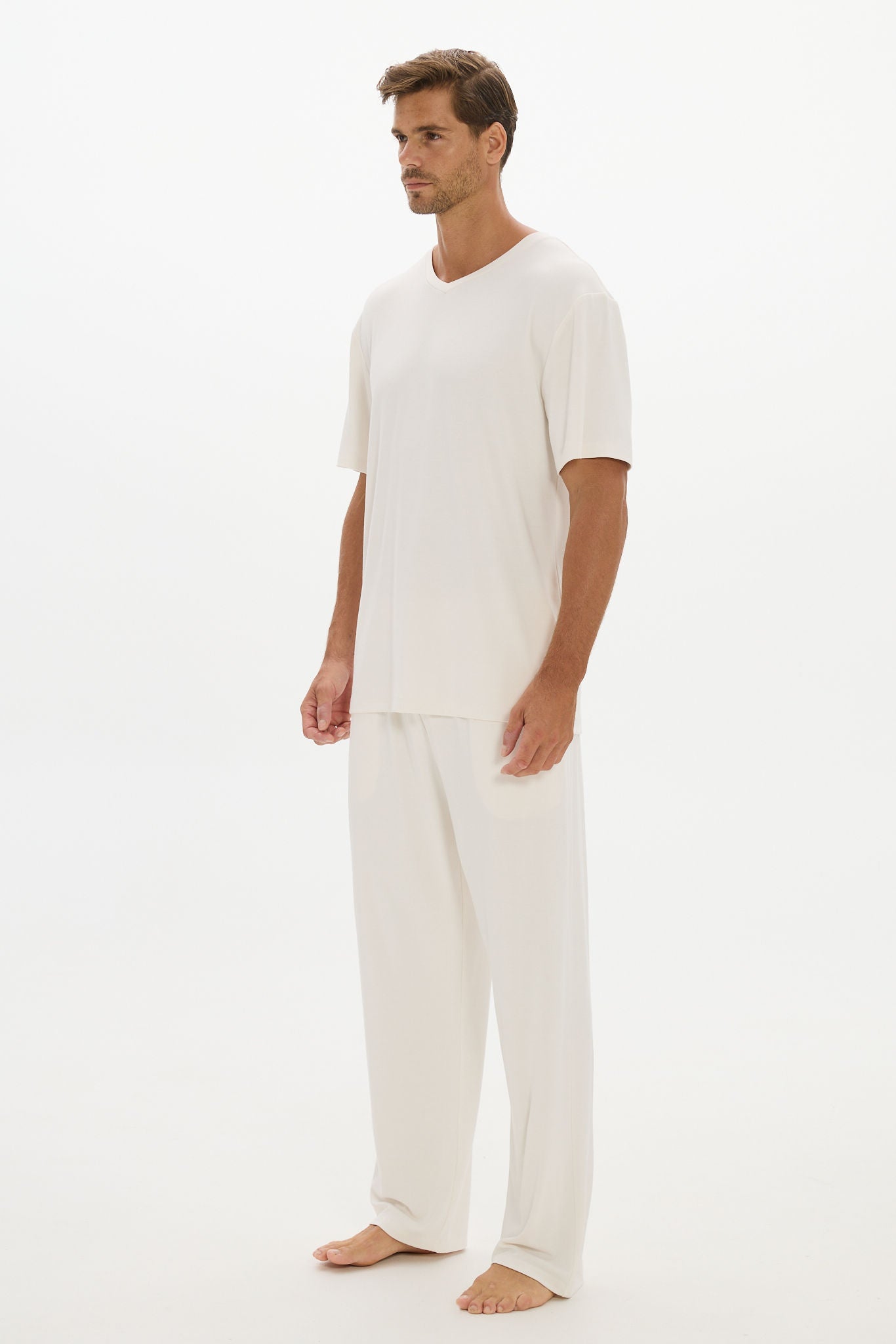 La Palma V-neck T Shirt - Cream