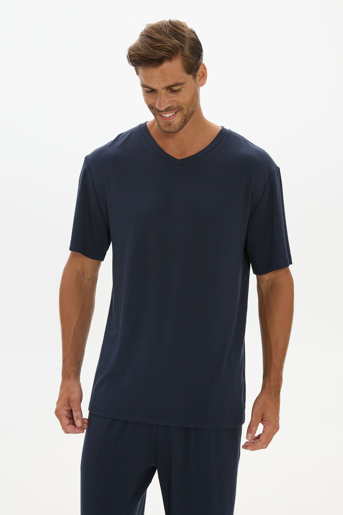 La Palma V-neck T Shirt - Midnight Navy