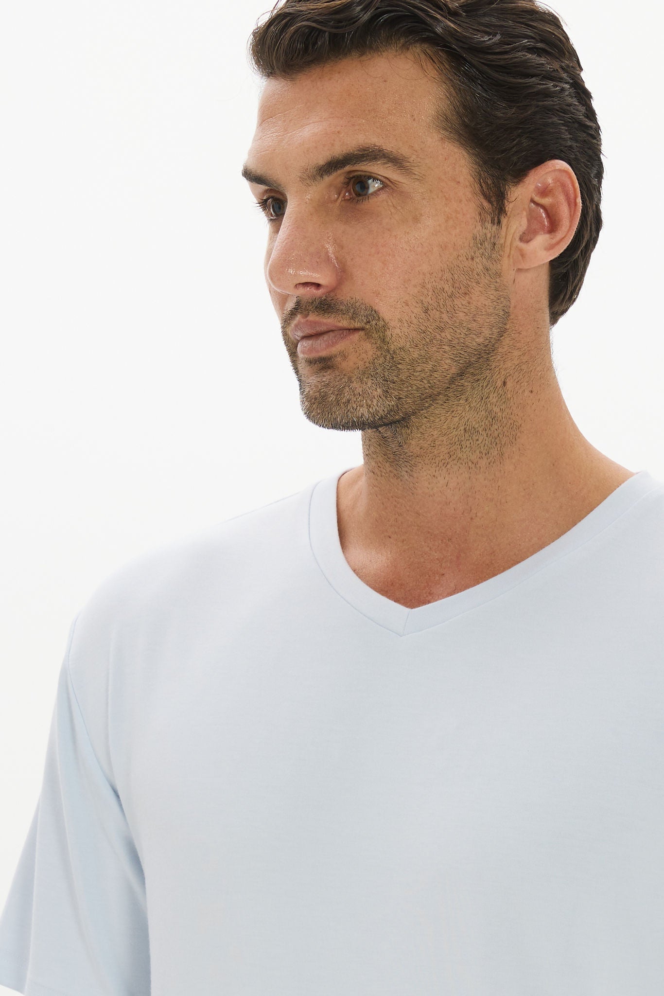La Palma V-neck T Shirt - Pale Azure