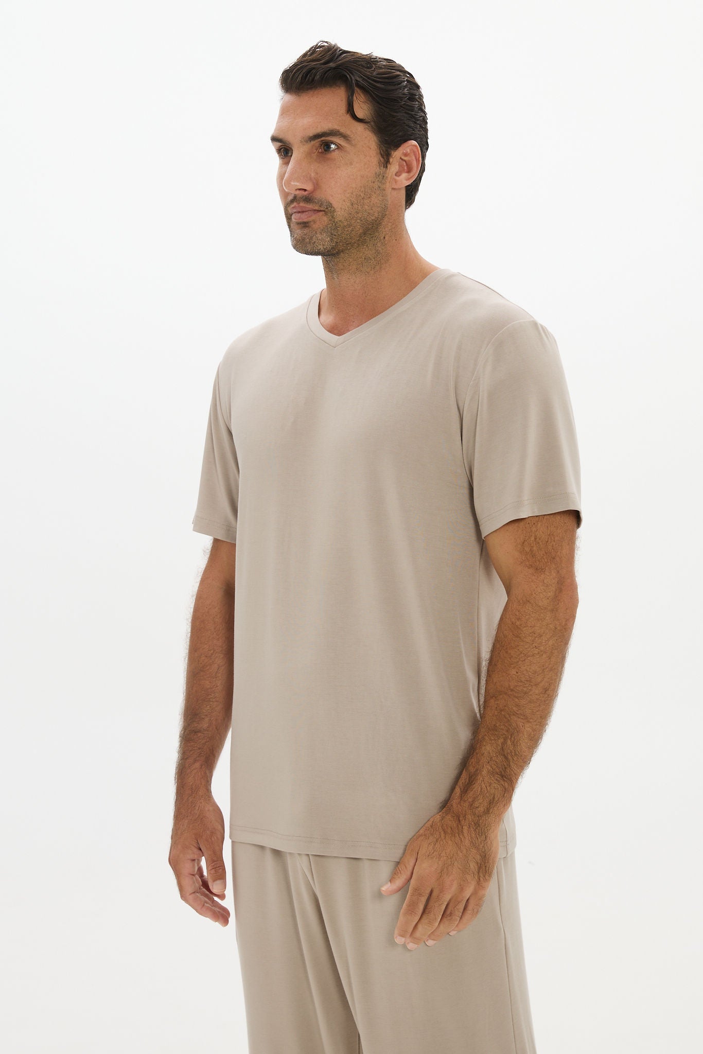 La Palma V-neck T Shirt - Taupe