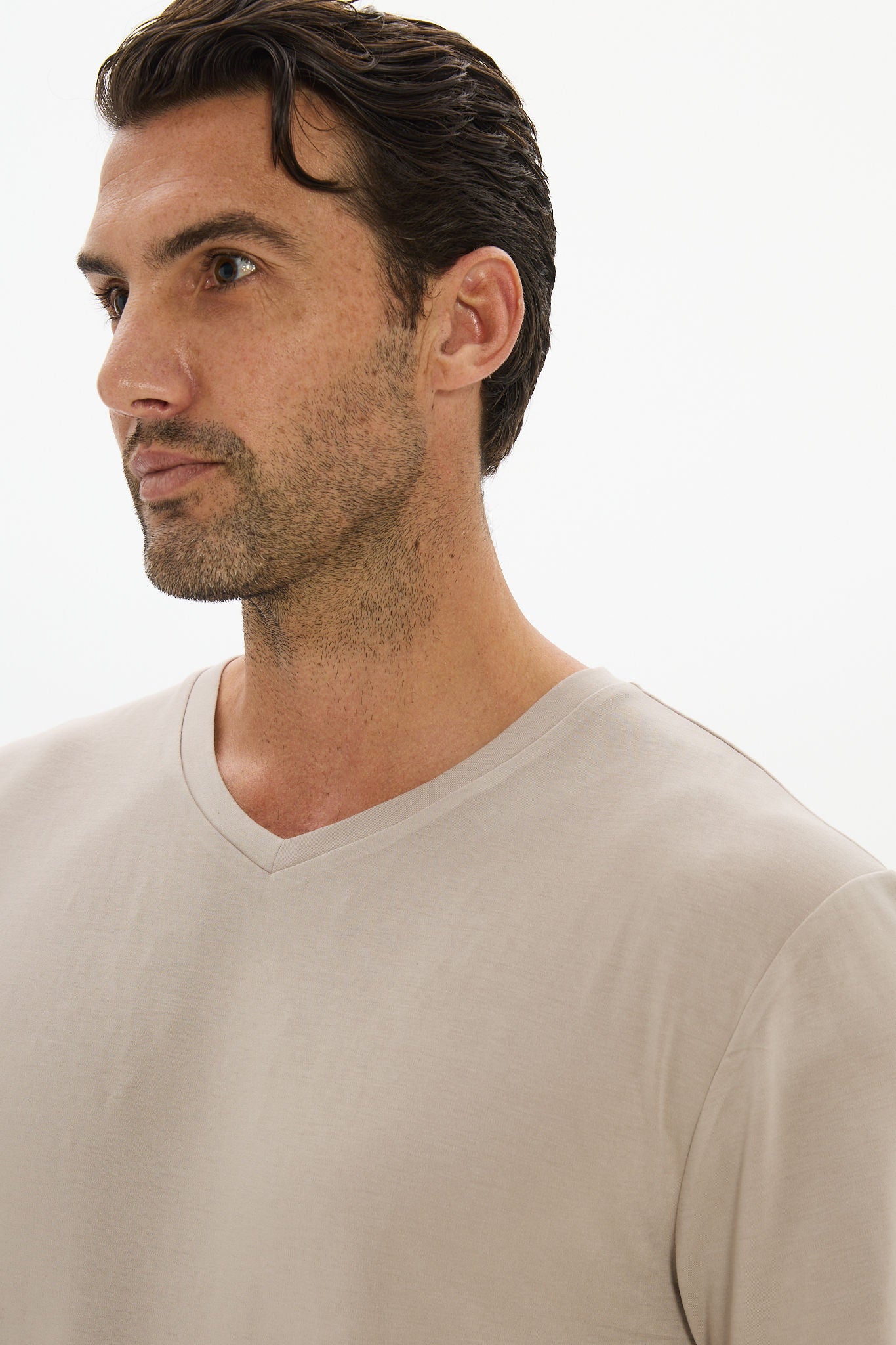 La Palma V-neck T Shirt - Taupe