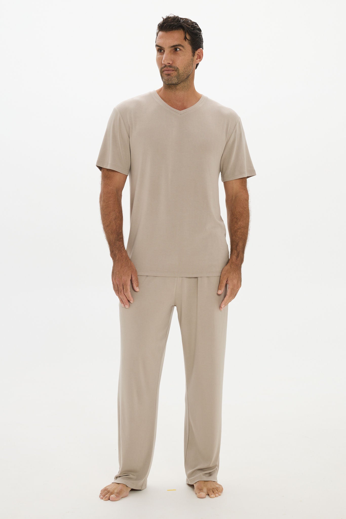 La Palma V-neck T Shirt - Taupe